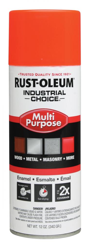 Rust-Oleum Industrial Choice 1600 System Multi-Purpose Enamel Spray Paint, Gloss Fluorescent Orange,