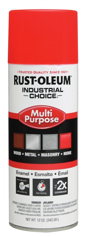 Rust-Oleum Industrial Choice 1600 System Multi-Purpose Enamel Spray Paint, Gloss Fluorescent Red-Ora