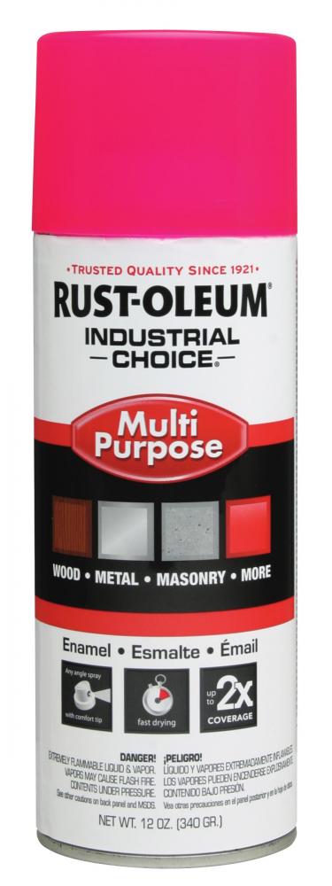 Rust-Oleum Industrial Choice 1600 System Multi-Purpose Enamel Spray Paint, Gloss Fluorescent Pink, 1