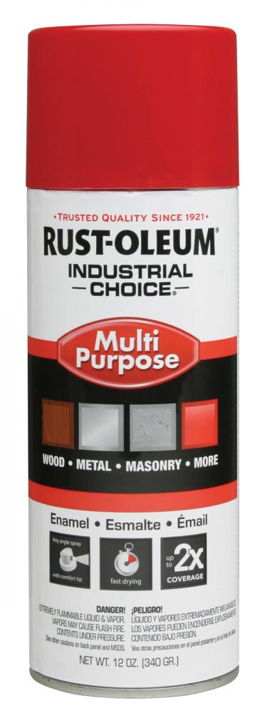 Rust-Oleum Industrial Choice 1600 System Multi-Purpose Enamel Spray Paint, Gloss Safety Red, 12 oz