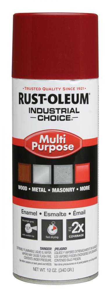 Rust-Oleum Industrial Choice 1600 System Multi-Purpose Enamel Spray Paint, Gloss Banner Red, 12 oz