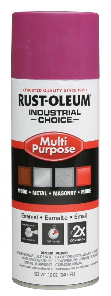 Rust-Oleum Industrial Choice 1600 System Multi-Purpose Enamel Spray Paint, Gloss Safety Purple, 12 o
