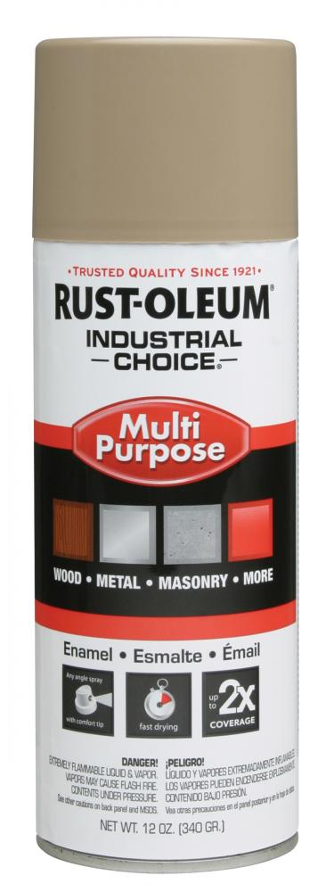 Rust-Oleum Industrial Choice 1600 System Multi-Purpose Enamel Spray Paint, Gloss Beige, 12 oz