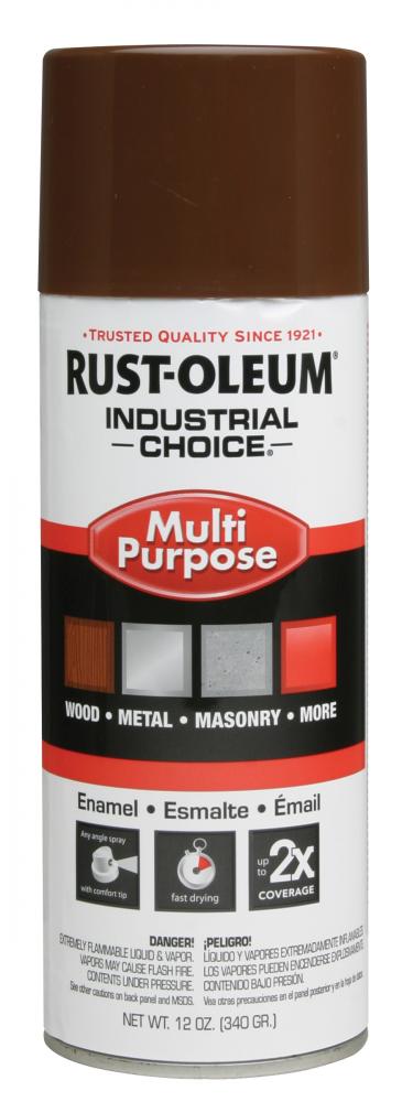 Rust-Oleum Industrial Choice 1600 System Multi-Purpose Enamel Spray Paint, Gloss Leather Brown, 12 o