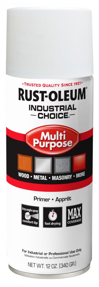 Rust-Oleum Industrial Choice 1600 System Multi-Purpose Enamel Spray Primer, Flat White, 12 oz