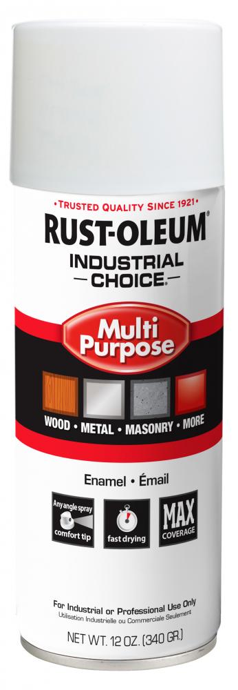 Rust-Oleum Industrial Choice 1600 System Multi-Purpose Enamel Spray Paint, Flat White, 12 oz