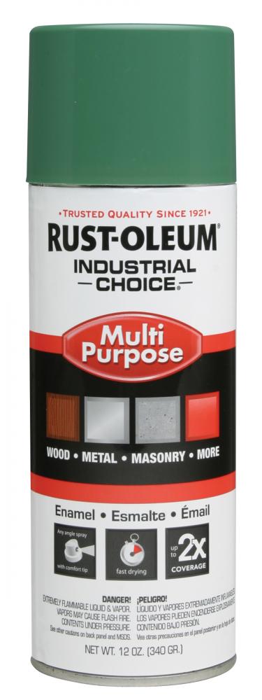 Rust-Oleum Industrial Choice 1600 System Multi-Purpose Enamel Spray Paint, Gloss Machinery Green, 12
