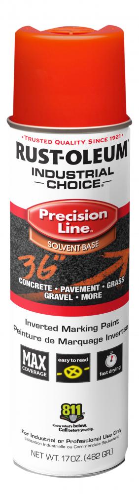 Rust-Oleum Industrial Choice M1600 System Solvent-Based Precision Line Inverted Marking Paint, Alert