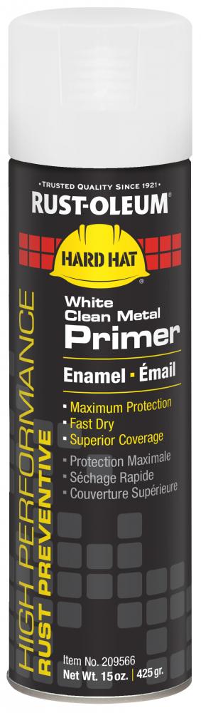Rust-Oleum Hard Hat High Performance V2100 System Rust Preventive Enamel Spray Primer, Flat White Cl