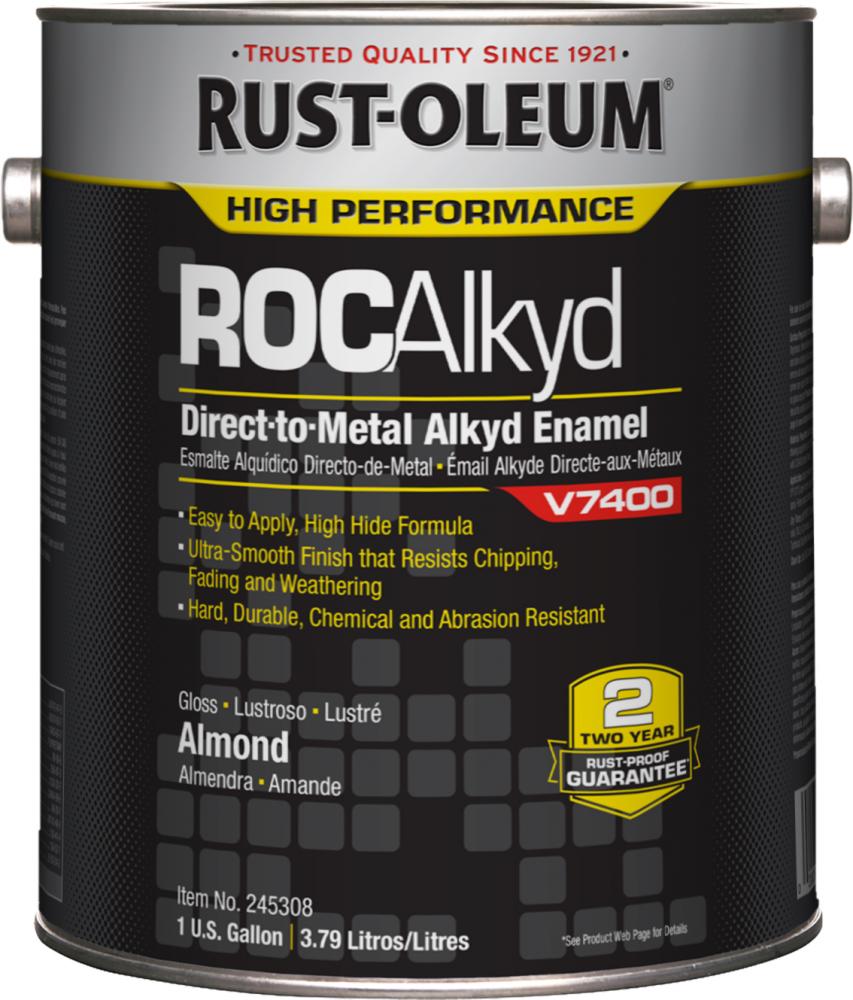 Rust-Oleum High Performance V7400 System 340 VOC DTM Alkyd Enamel Paint, High Gloss Almond, 1 Gal