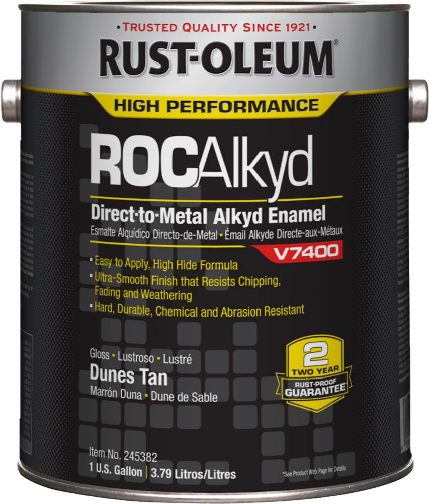 Rust-Oleum High Performance V7400 System 340 VOC DTM Alkyd Enamel Paint, High Gloss Dunes Tan, 1 Gal