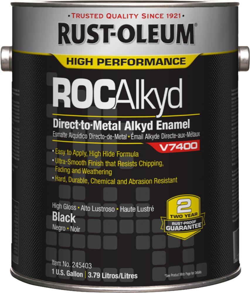 Rust-Oleum High Performance V7400 System 340 VOC DTM Alkyd Enamel Paint, High Gloss Black, 1 Gal