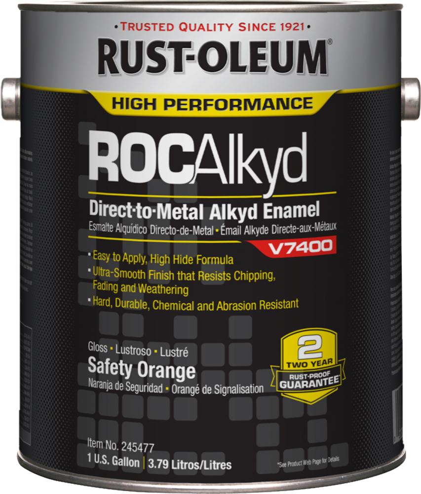 Rust-Oleum High Performance V7400 System 340 VOC DTM Alkyd Enamel Paint, High Gloss Safety Orange, 1