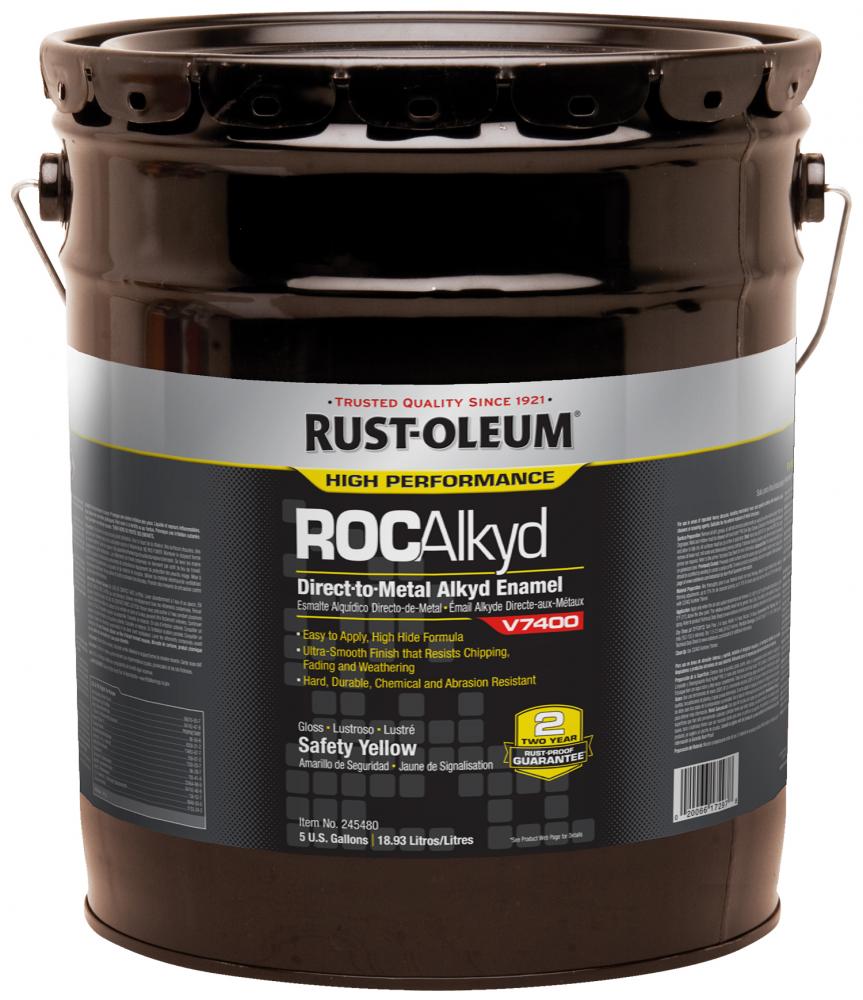 Rust-Oleum High Performance V7400 System 340 VOC DTM Alkyd Enamel Paint, High Gloss Safety Yellow, 5