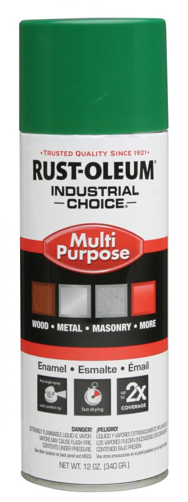 Rust-Oleum Industrial Choice 1600 System Multi-Purpose Enamel Spray Paint, Gloss Emerald Green, 12 o