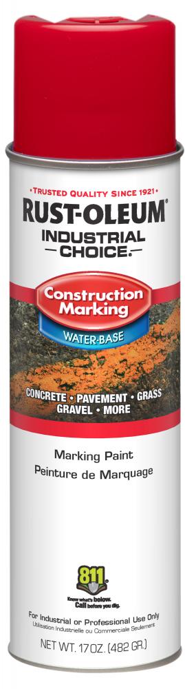 Rust-Oleum Industrial Choice M1400 System Water-Based Construction Marking Paint, Safety Red, 17 oz