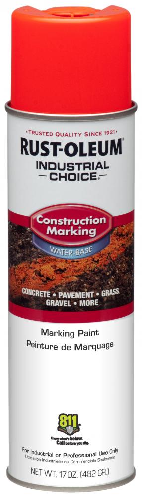 Rust-Oleum Industrial Choice M1400 System Water-Based Construction Marking Paint, Fluorescent Red-Or