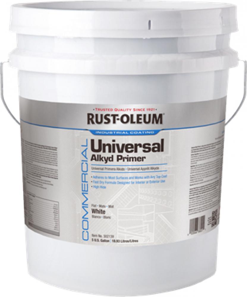 Rust-Oleum Commercial Universal Alkyd Primer, Flat White, 5 Gal