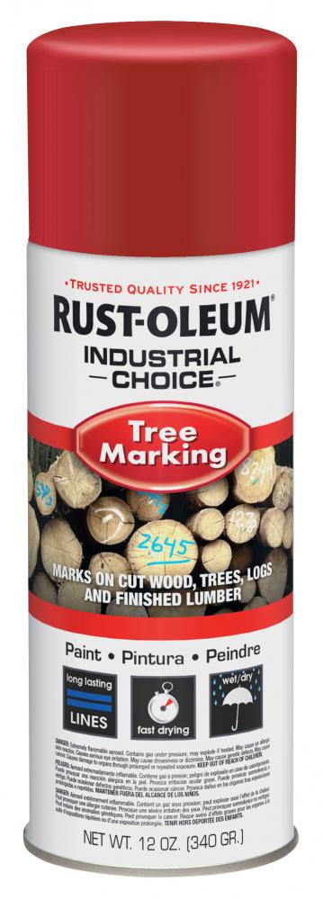 Rust-Oleum Industrial Choice T1600 Wet/Dry Tree Marking Paint-Red, 12 Oz. Spray