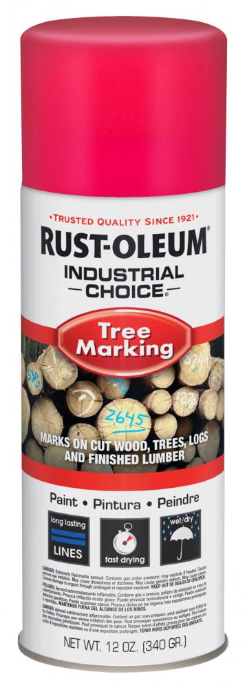 Rust-Oleum Industrial Choice T1600 Wet/Dry Tree Marking Fluorescent Pink, 12 Oz. Spray