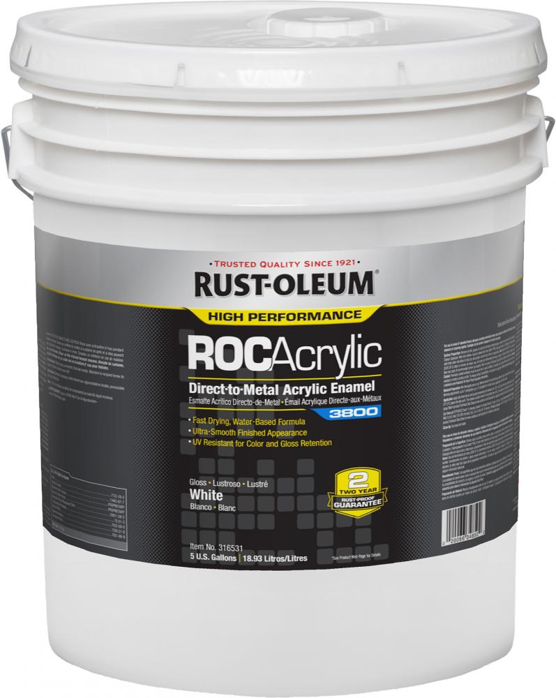 Rust-Oleum High Performance 3800 System DTM Acrylic Enamel Paint, Gloss White, 5 Gal