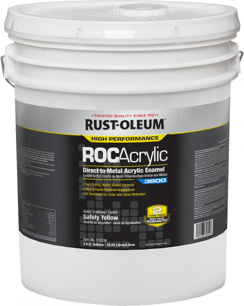 Rust-Oleum High Performance 3800 System DTM Acrylic Enamel Paint, Gloss Safety Yellow, 5 Gal