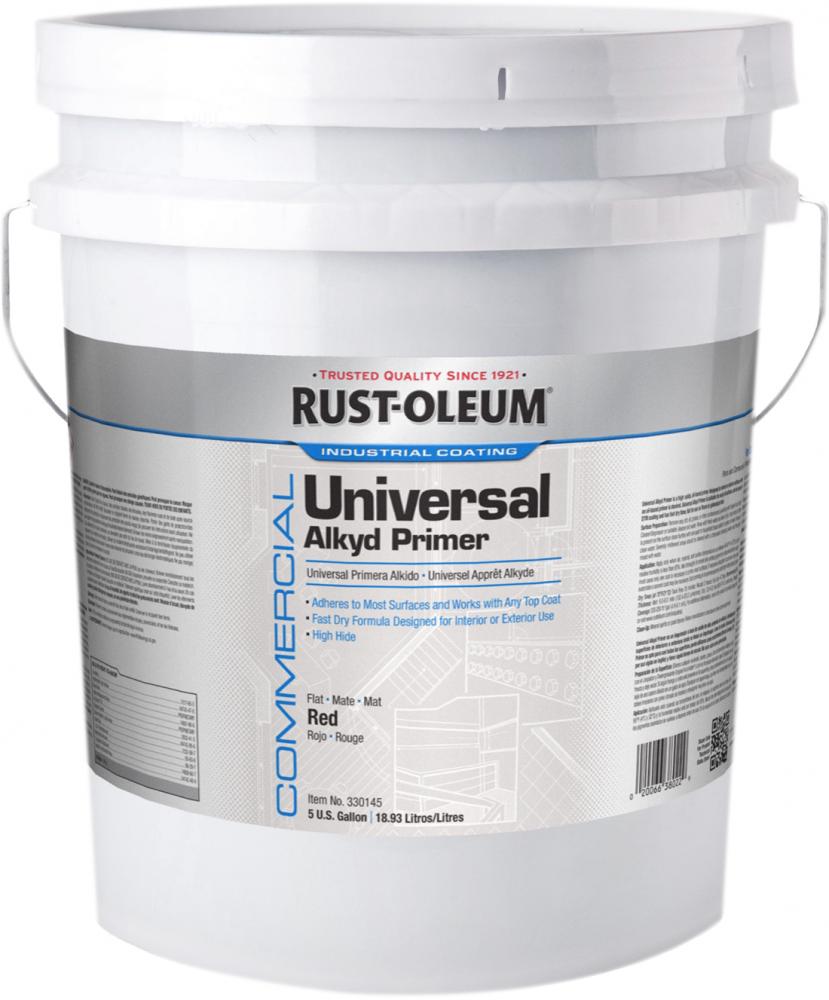 Rust-Oleum Commercial Universal Alkyd Primer, Flat Red, 5 Gal