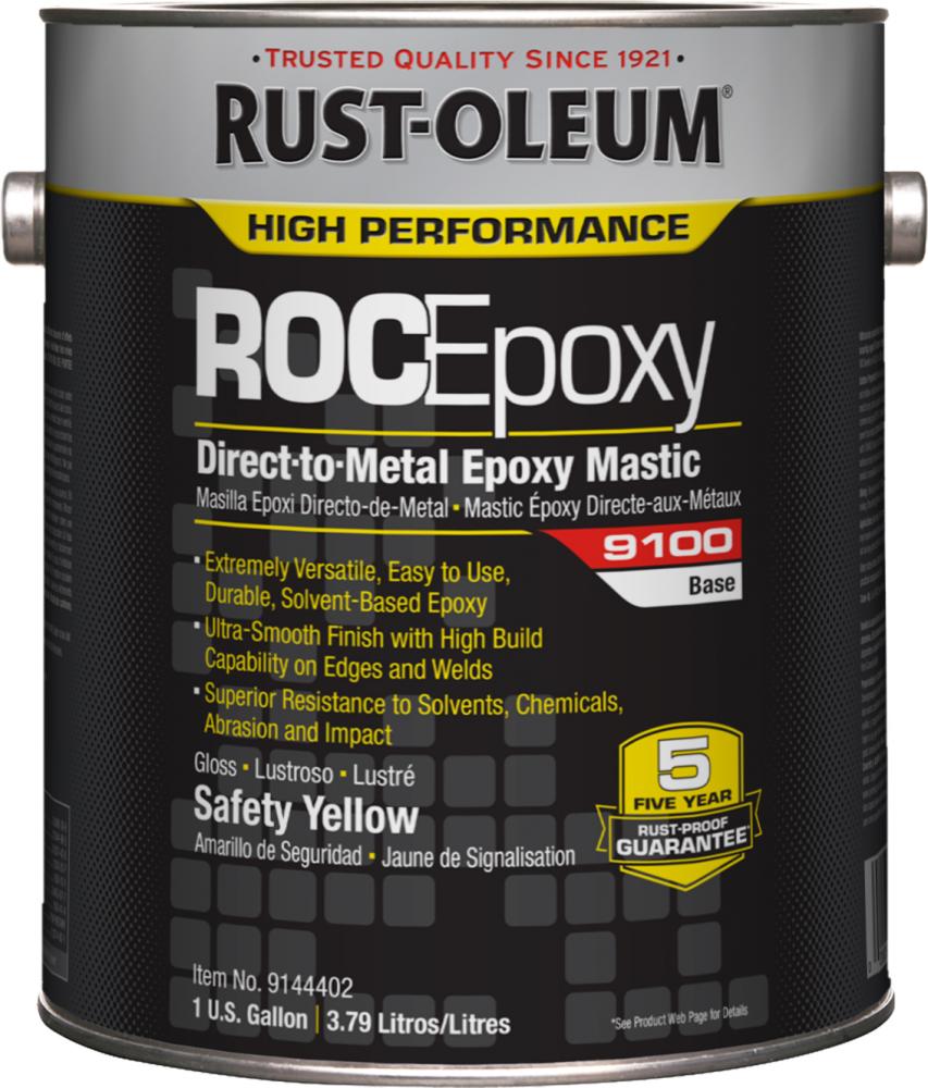Rust-Oleum High Performance 9100 System DTM Epoxy Mastic Paint, Gloss Safety Yellow, 1 Gal