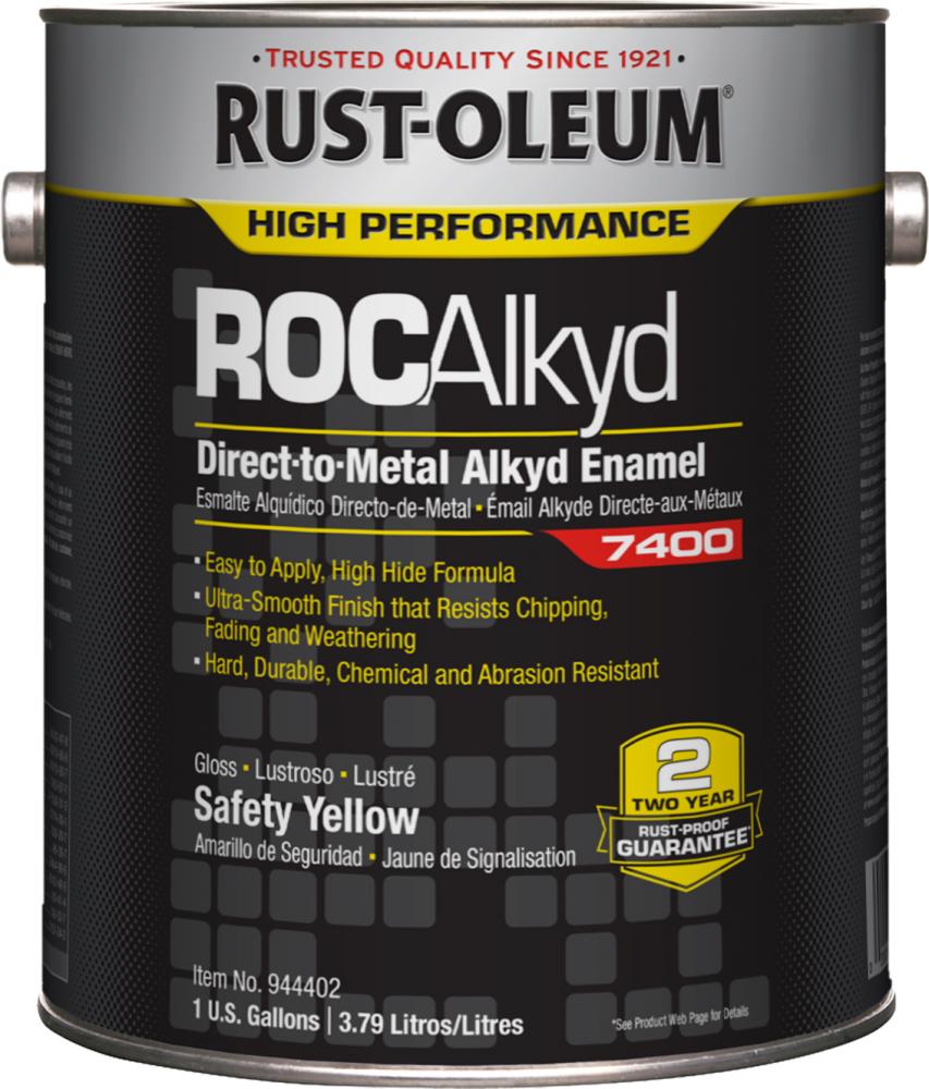 Rust-Oleum High Performance 7400 System 450 VOC DTM Alkyd Enamel Paint, High Gloss Safety Yellow, 1 