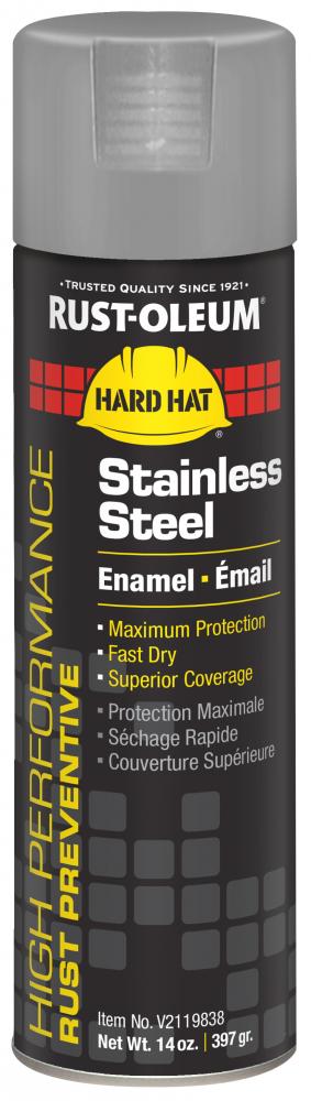 Rust-Oleum Hard Hat High Performance V2100 System Rust Preventive Enamel Spray Paint, Flat Stainless