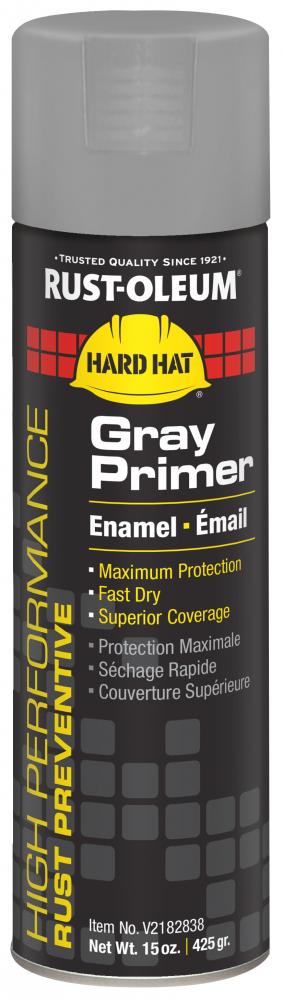 Rust-Oleum Hard Hat High Performance V2100 System Rust Preventive Enamel Spray Primer, Flat Gray, 15