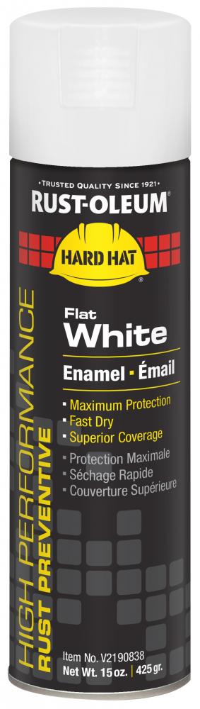 Rust-Oleum Hard Hat High Performance V2100 System Rust Preventive Enamel Spray Paint, Flat White, 15