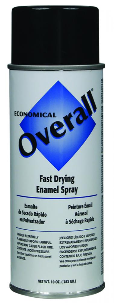 Overall General Purpose Enamel Spray Paint, Gloss Black, 10 oz