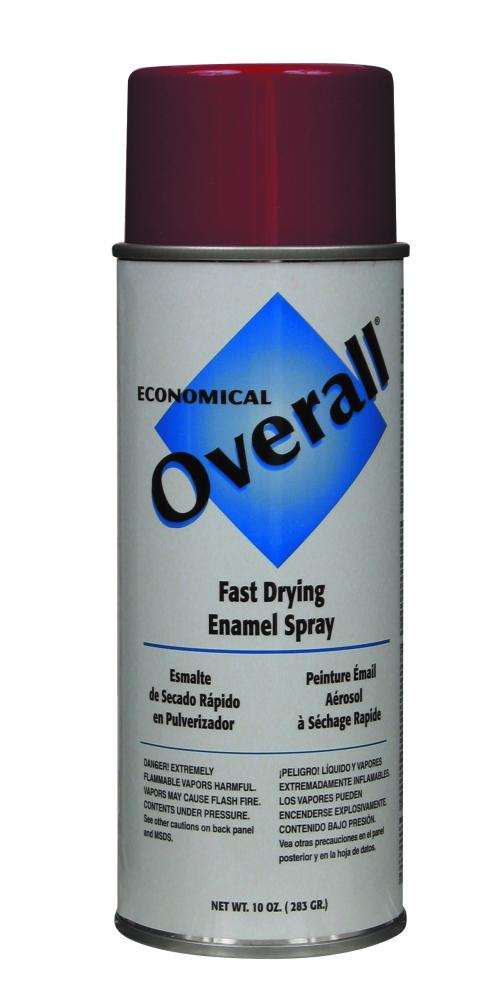 Overall General Purpose Enamel Spray Paint, Gloss Red, 10 oz