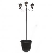  14B50063 - Triple Head Solar Lamp And Post Set With Round Planter